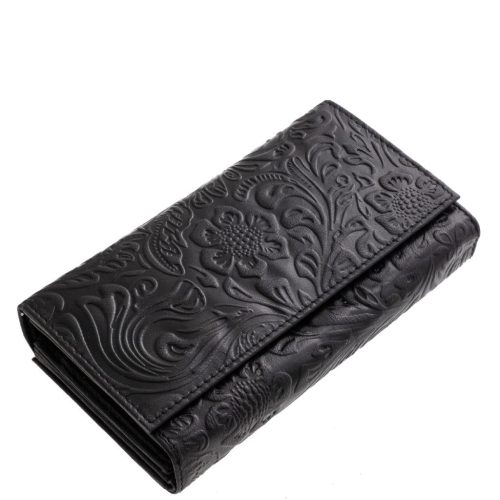 Sylvia Belmonte IM04 fekete virágos női pénztárca