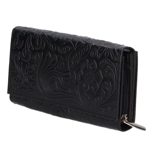 Sylvia Belmonte IM04 fekete virágos női pénztárca