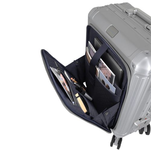 Travelite Next S+ ezüst laptoptartós kabin méretű prémium alumínium bőrönd 