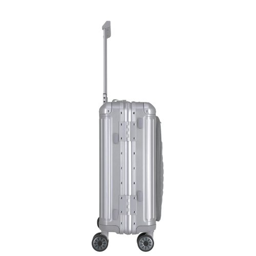 Travelite Next S+ ezüst laptoptartós kabin méretű prémium alumínium bőrönd 