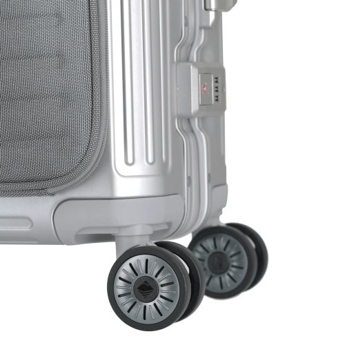Travelite Next S+ ezüst laptoptartós kabin méretű prémium alumínium bőrönd 