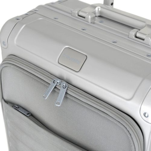 Travelite Next S+ ezüst laptoptartós kabin méretű prémium alumínium bőrönd 