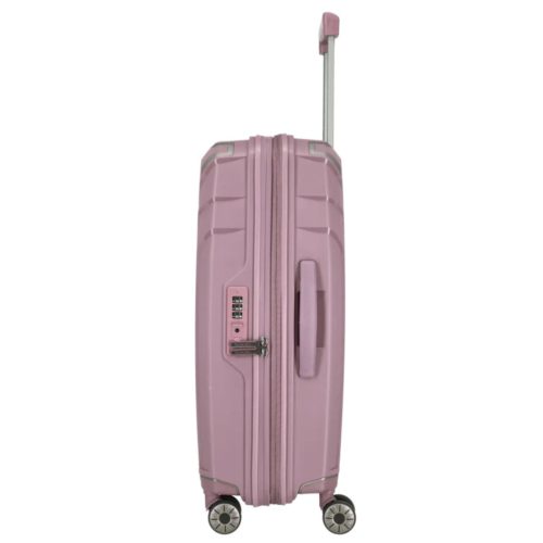 Travelite Elvaa M rose 4 kerekű bővíthető közepes méretű prémium bőrönd 