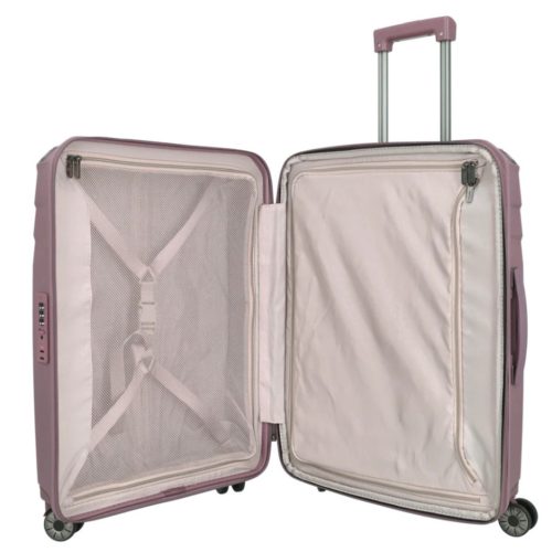 Travelite Elvaa M rose 4 kerekű bővíthető közepes méretű prémium bőrönd 