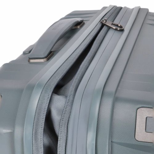 Travelite Elvaa M blaugrau 4 kerekű bővíthető közepes méretű prémium bőrönd 