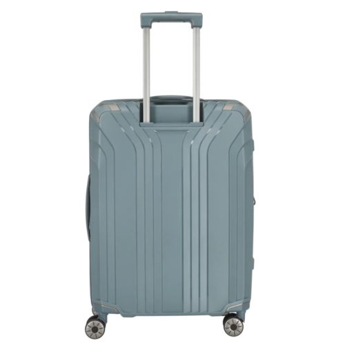 Travelite Elvaa M blaugrau 4 kerekű bővíthető közepes méretű prémium bőrönd 