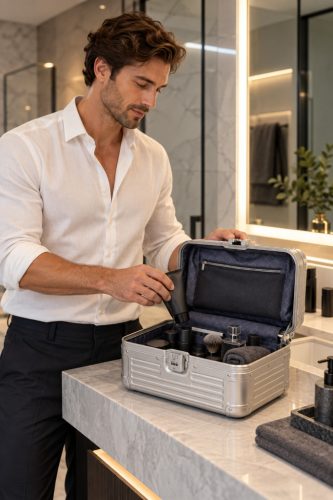 Travelite Next silver kézipoggyász méretű prémium alumínium kozmetikai táska 