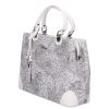 Olasz bőr 0115 fehér ezüst virágos táska