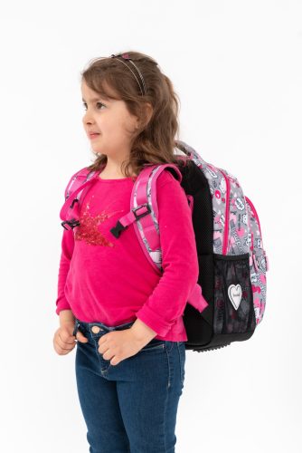 Budmil Balbea szürke cicás iskolatáska szett elsősöknek 2 részes