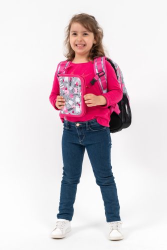 Budmil Balbea szürke cicás iskolatáska szett elsősöknek 2 részes