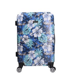 Benzi 5748 M kék virágos közepes méretű bőrönd
