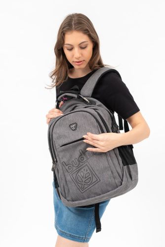 Budmil Leighton szürke iskolatáska szett 2 db fekete tolltartó