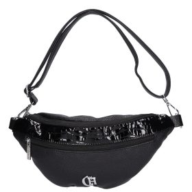   Chiara E 6001 bis fekete lakk rostbőr női oldaltáska és övtáska