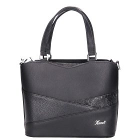 Karen D 565 fekete virágos rostbőr női kézitáska