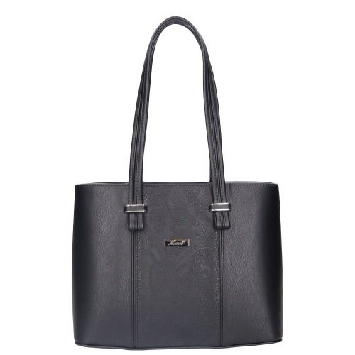 Karen 1432-2 fekete virágos rostbőr női válltáska