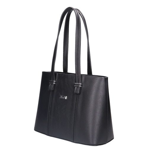 Karen 1432-2 fekete virágos rostbőr női válltáska