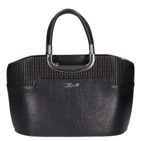 Karen 9079 bis fekete lakk fonott rostbőr női kézitáska