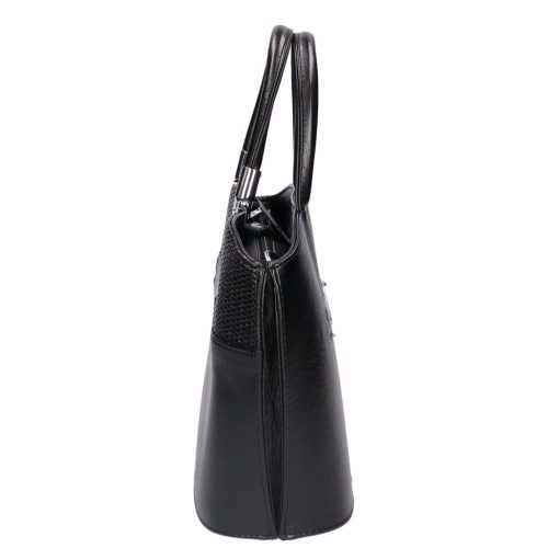 Karen 9079 bis fekete lakk fonott rostbőr női kézitáska