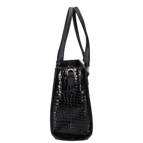 Chiara E 602 bis fekete lakk rostbőr női válltáska