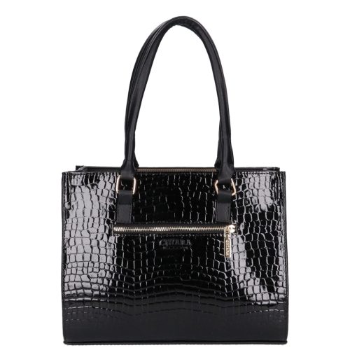 Chiara E 602 bis fekete lakk rostbőr női válltáska