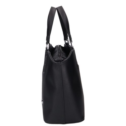 Karen 2476 fekete ezüst virág rostbőr női táska