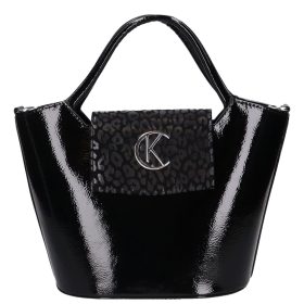 Karen 9420 fekete lakk rostbőr női kézitáska