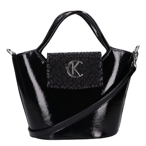 Karen 9420 fekete lakk rostbőr női kézitáska