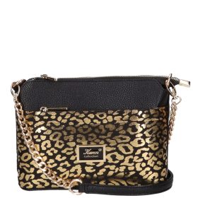 Karen 9358 fekete arany rostbőr női válltáska