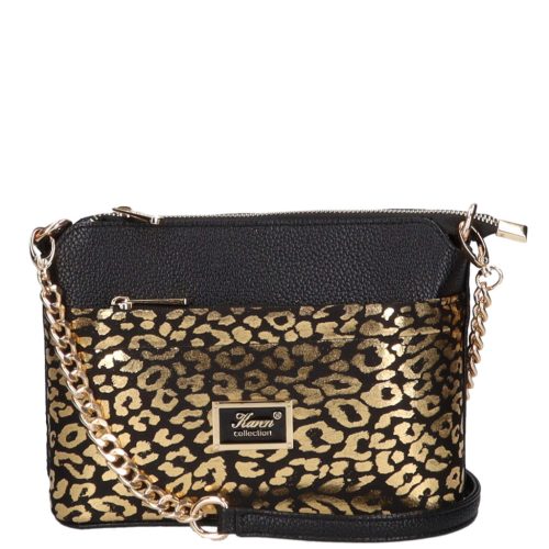 Karen 9358 fekete arany rostbőr női válltáska