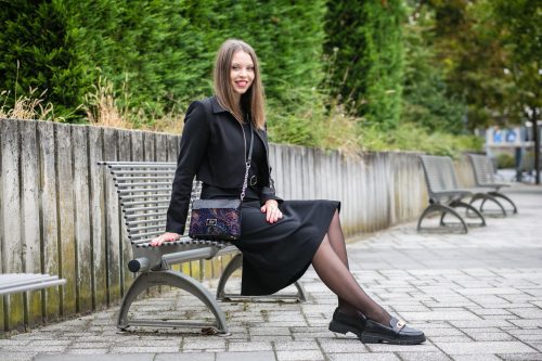 Karen 9358 fekete arany rostbőr női válltáska