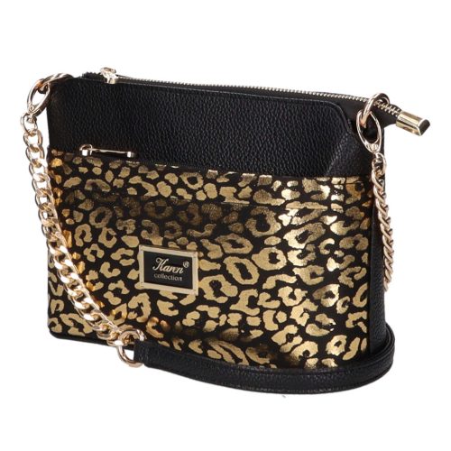 Karen 9358 fekete arany rostbőr női válltáska