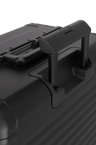 Travelite Next S fekete kabin méretű prémium alumínium bőrönd 