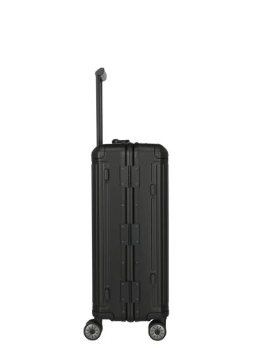 Travelite Next M fekete közepes méretű prémium alumínium bőrönd 