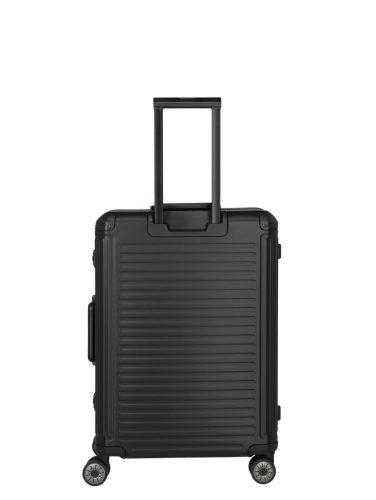 Travelite Next M fekete közepes méretű prémium alumínium bőrönd 