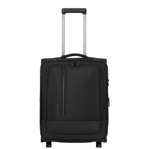 Travelite Crosslite S fekete 2w bővíthető kabin méretű bőrönd 