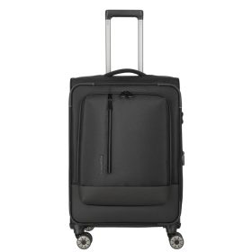   Travelite Crosslite M fekete bővíthető közepes méretű bőrönd 