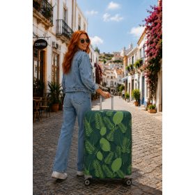   Travelite bőröndhuzat L nagy méretű bőröndre zöld leveles