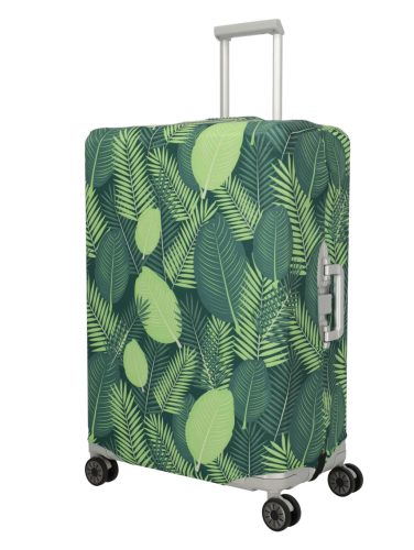 Travelite bőrönd huzat L nagy méretű bőröndre zöld leveles