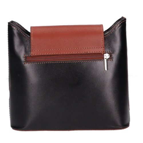 Olasz bőr 9711 fekete barna bőr kicsi női oldaltáska