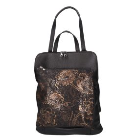 Olasz bőr 4444 fekete virágos hátizsák