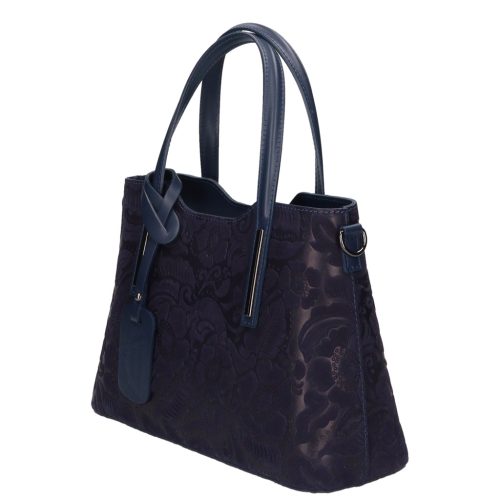 Olasz bőr 5136 kék virágos táska