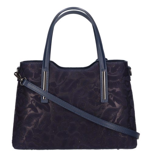 Olasz bőr 5136 kék virágos táska