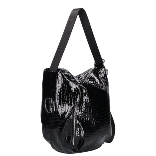 Chiara G 418 fekete lakk rostbőr női válltáska/hátizsák