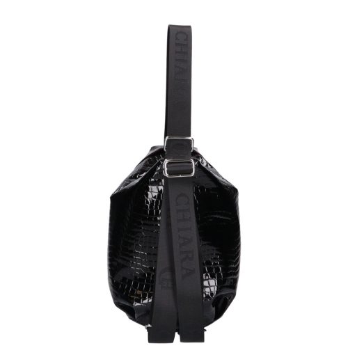 Chiara G 418 fekete lakk rostbőr női válltáska/hátizsák