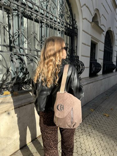 Chiara G 418 drapp velúr steppelt rostbőr női táska