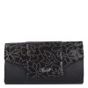 Karen D 651 fekete ezüst virág rostbőr női táska