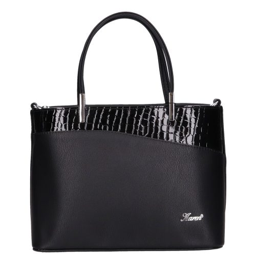 Karen rostbőr női táska D 444 fekete lakk 