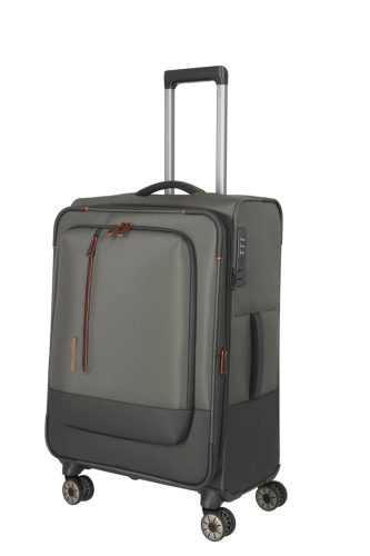 Travelite Crosslite M oliv bővíthető közepes méretű bőrönd 