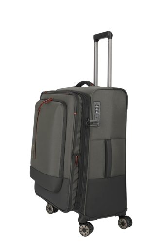 Travelite Crosslite M oliv bővíthető közepes méretű bőrönd 