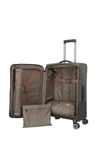 Travelite Crosslite M oliv bővíthető közepes méretű bőrönd 